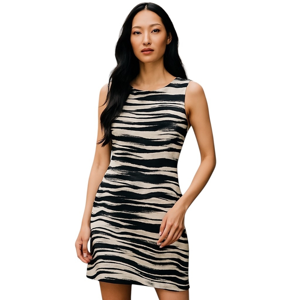 Jones Studio Sheath Zebra print sz 8 Career Sleeveless dress lined